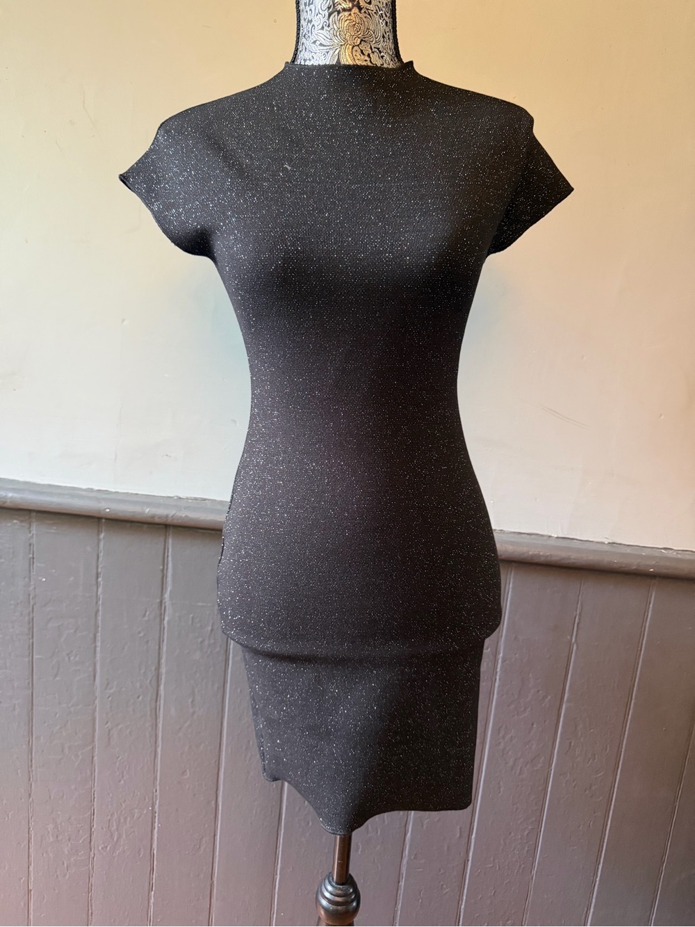 Zara Black Metallic Mini Dress